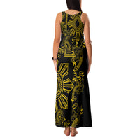 Filipino Sun Tribal Tattoo Family Matching Tank Maxi Dress and Hawaiian Shirt Philippines Inspired Barong Simple Gold - Wonder Print Shop