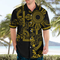 Filipino Sun Tribal Tattoo Hawaiian Shirt Philippines Inspired Barong Simple Gold - Wonder Print Shop