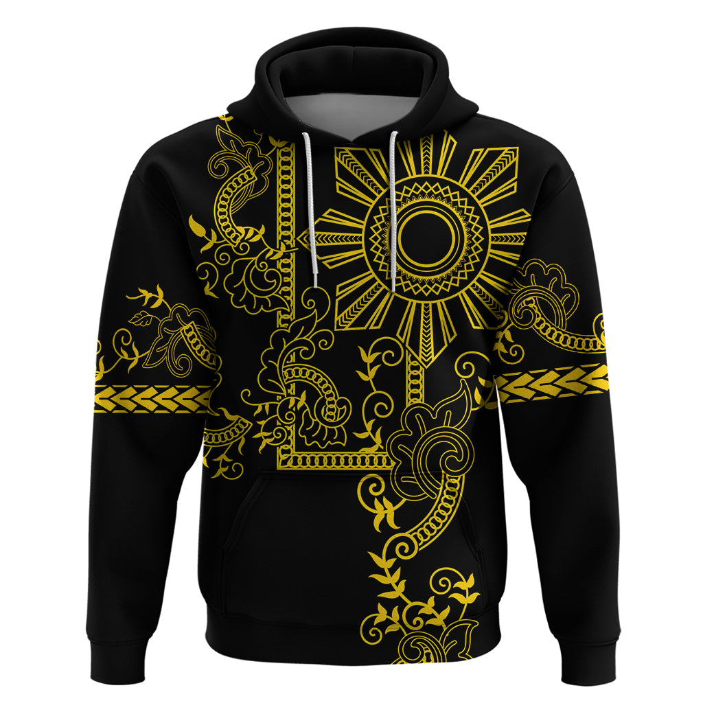Filipino Sun Tribal Tattoo Hoodie Philippines Inspired Barong Simple Gold - Wonder Print Shop