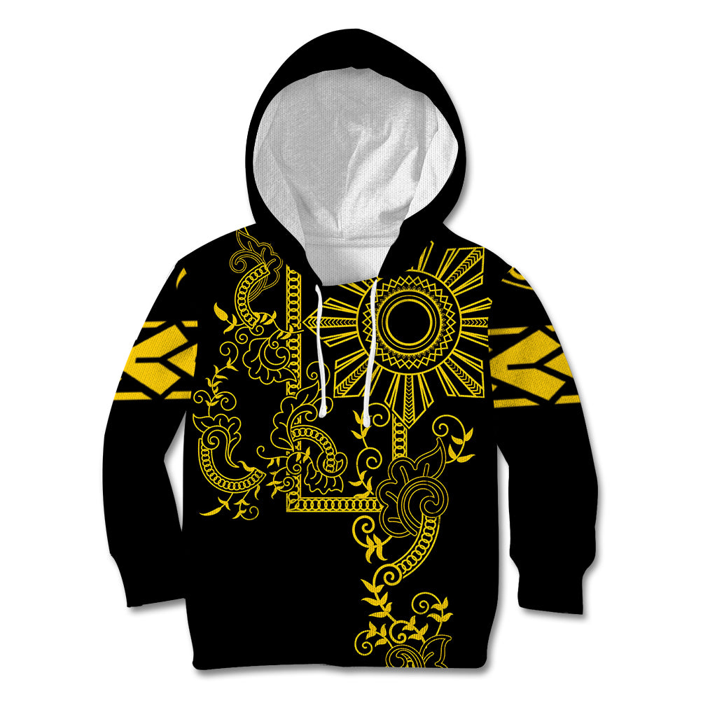 Filipino Sun Tribal Tattoo Kid Hoodie Philippines Inspired Barong Simple Gold - Wonder Print Shop