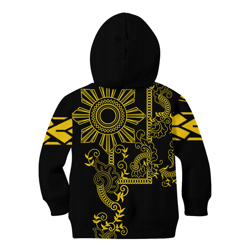 Filipino Sun Tribal Tattoo Kid Hoodie Philippines Inspired Barong Simple Gold - Wonder Print Shop