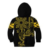 Filipino Sun Tribal Tattoo Kid Hoodie Philippines Inspired Barong Simple Gold - Wonder Print Shop