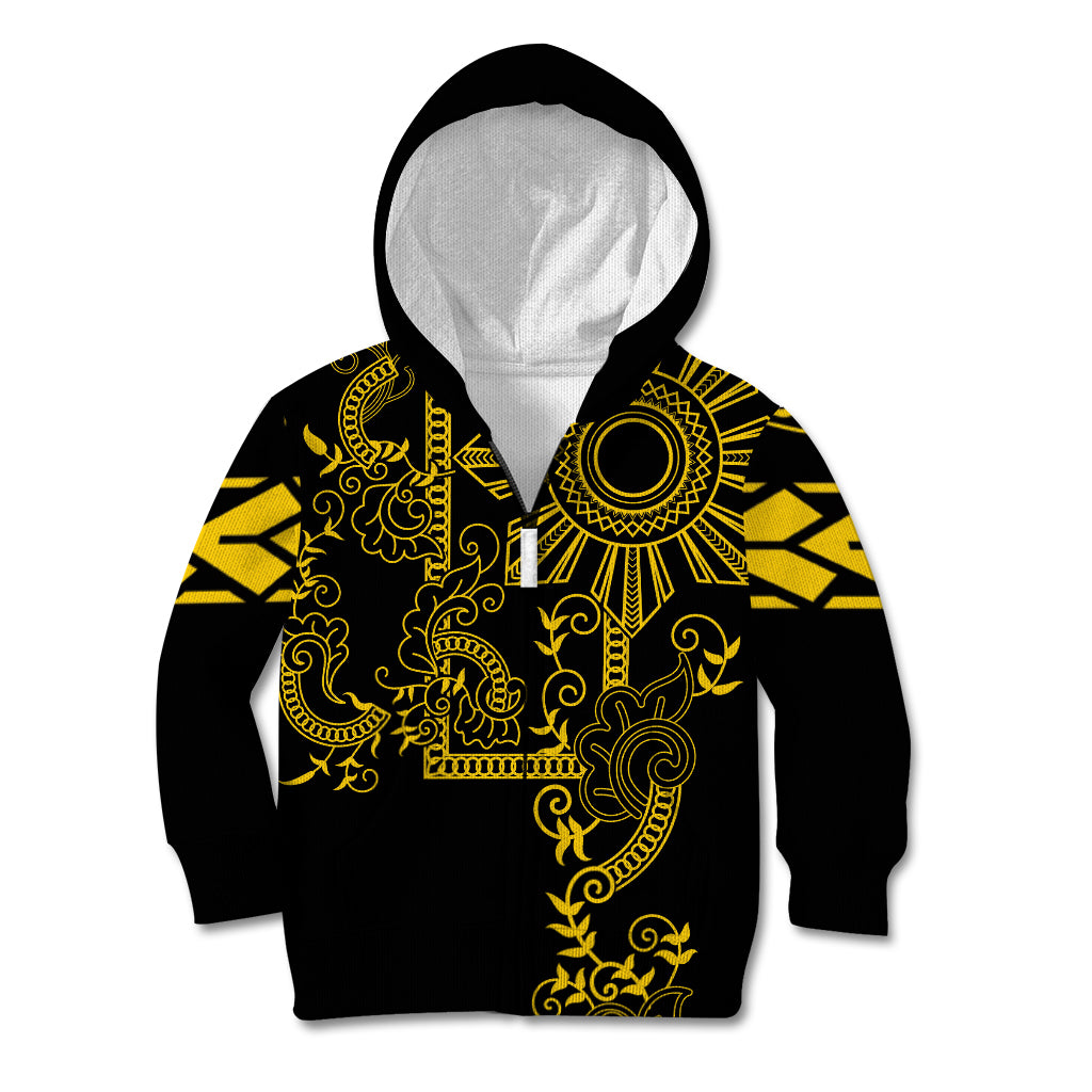Filipino Sun Tribal Tattoo Kid Hoodie Philippines Inspired Barong Simple Gold - Wonder Print Shop