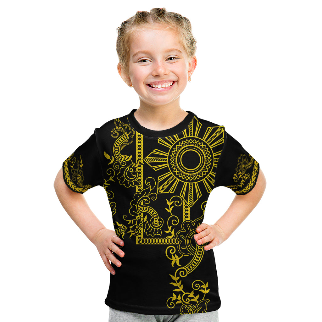Filipino Sun Tribal Tattoo Kid T Shirt Philippines Inspired Barong Simple Gold - Wonder Print Shop