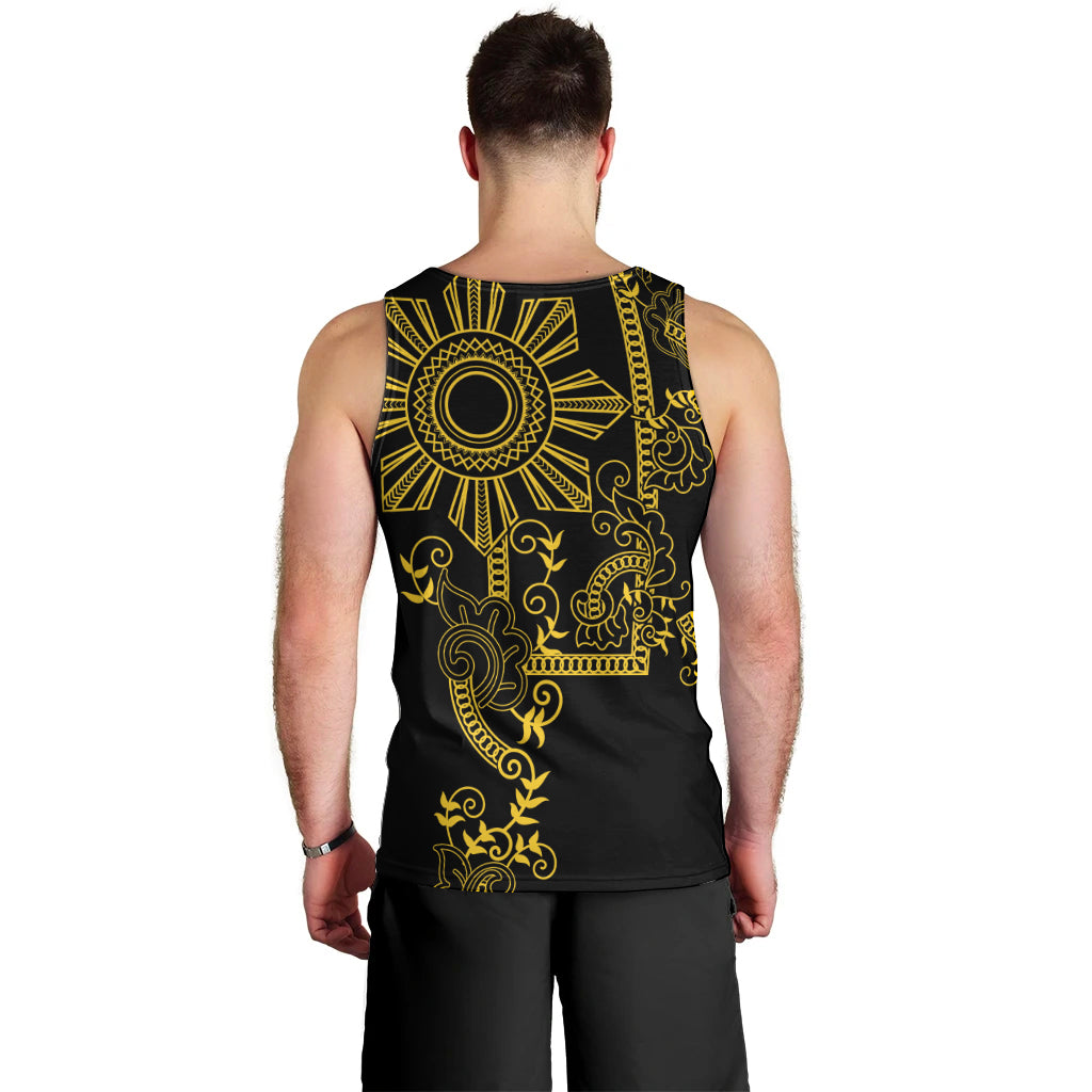 Filipino Sun Tribal Tattoo Men Tank Top Philippines Inspired Barong Simple Gold - Wonder Print Shop