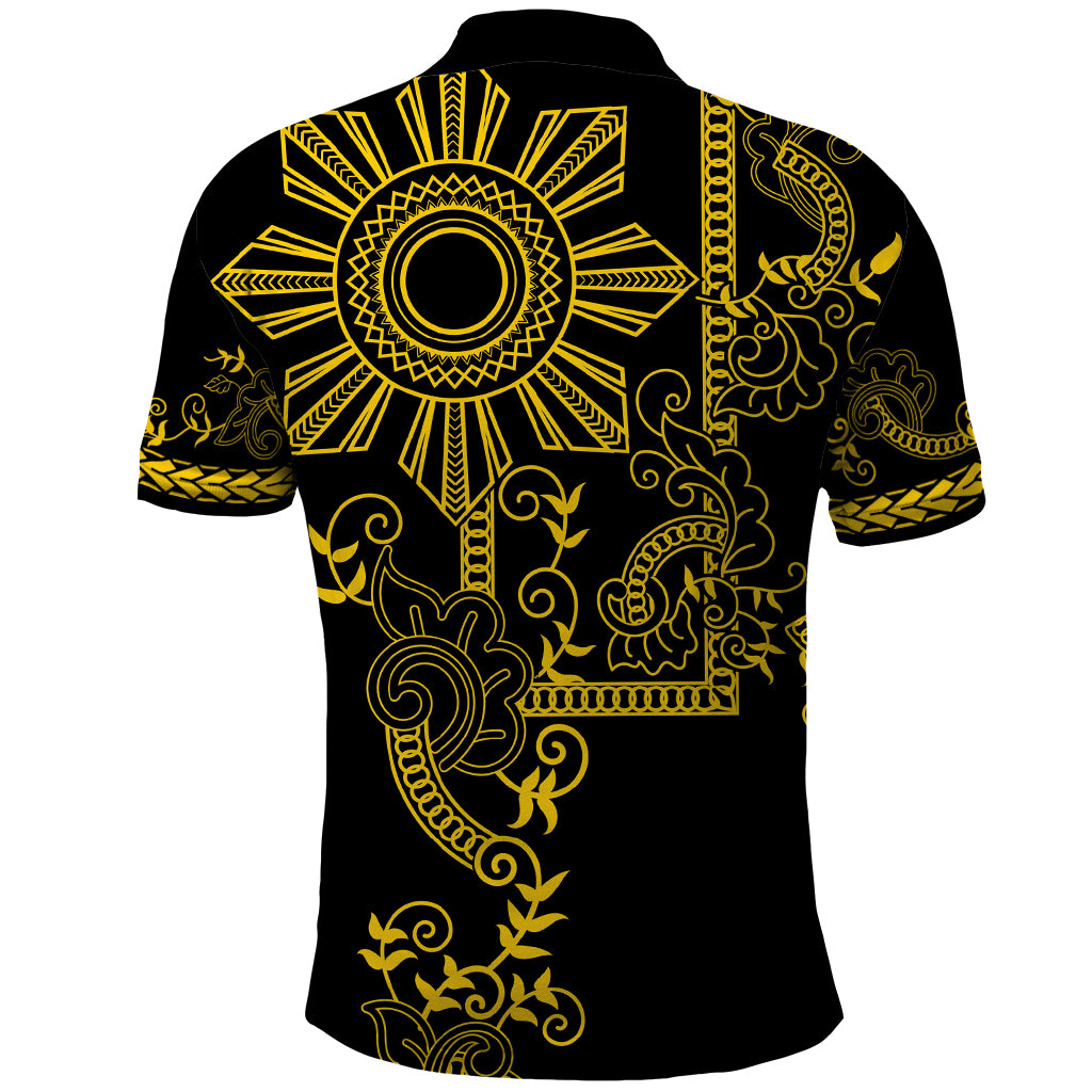 Filipino Sun Tribal Tattoo Polo Shirt Philippines Inspired Barong Simple Gold - Wonder Print Shop