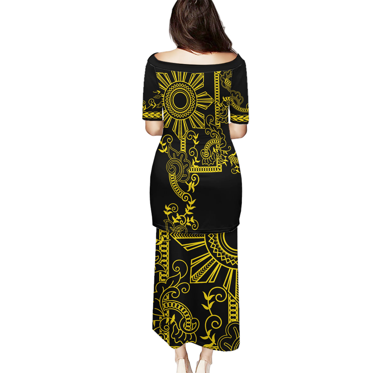 Filipino Sun Tribal Tattoo Puletasi Philippines Inspired Barong Simple Gold - Wonder Print Shop