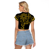 Filipino Sun Tribal Tattoo Raglan Cropped T Shirt Philippines Inspired Barong Simple Gold - Wonder Print Shop