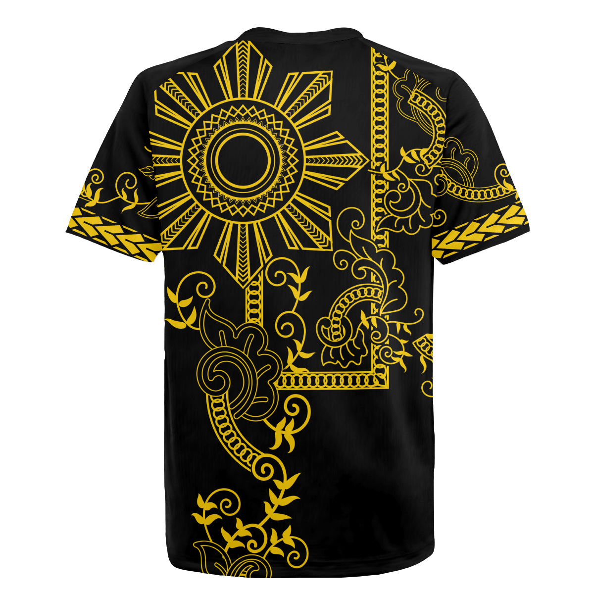 Filipino Sun Tribal Tattoo Rugby Jersey Philippines Inspired Barong Simple Gold - Wonder Print Shop
