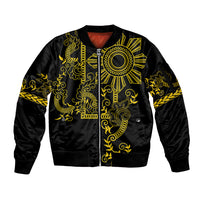 Filipino Sun Tribal Tattoo Sleeve Zip Bomber Jacket Philippines Inspired Barong Simple Gold - Wonder Print Shop