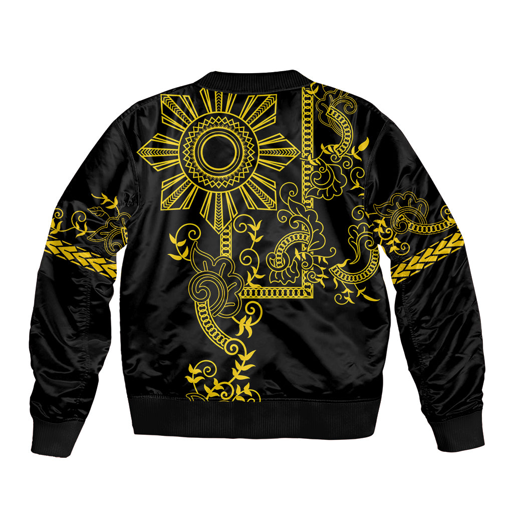Filipino Sun Tribal Tattoo Sleeve Zip Bomber Jacket Philippines Inspired Barong Simple Gold - Wonder Print Shop