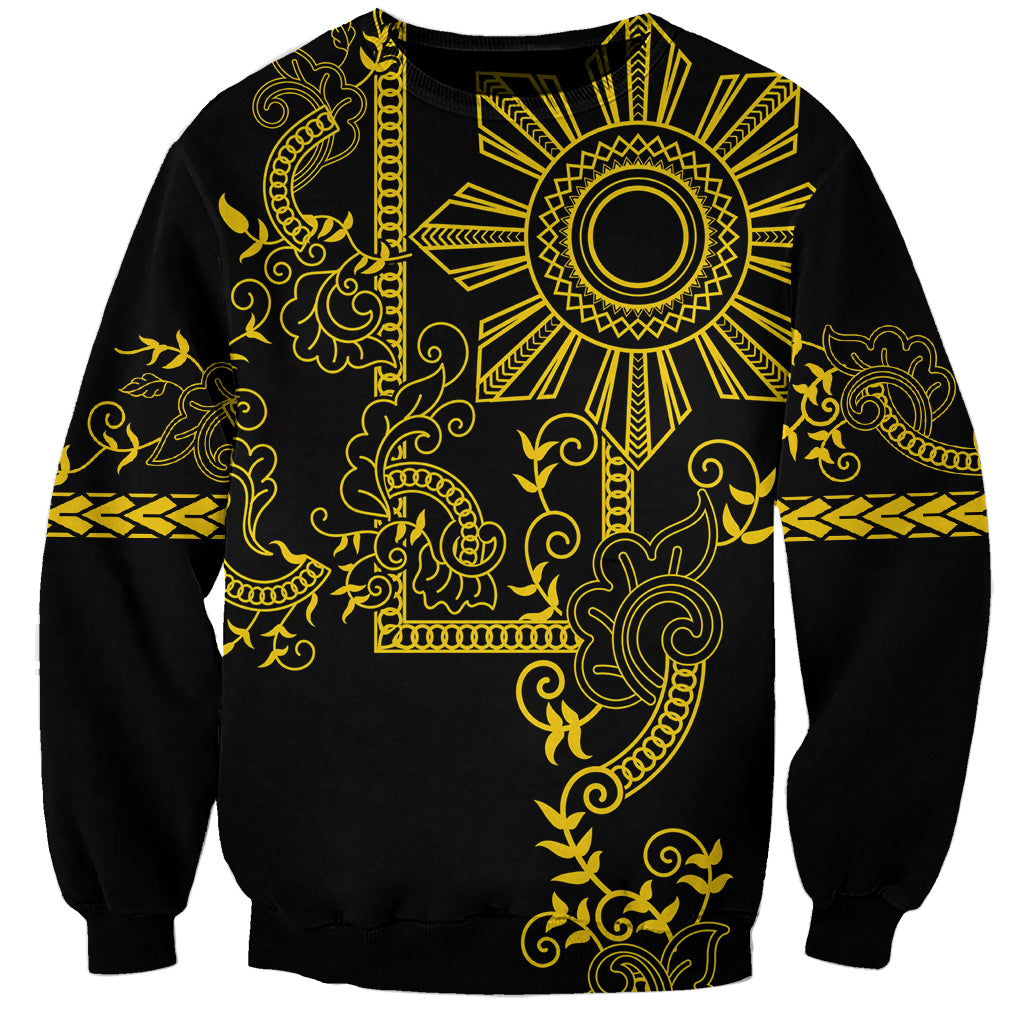 Filipino Sun Tribal Tattoo Sweatshirt Philippines Inspired Barong Simple Gold - Wonder Print Shop