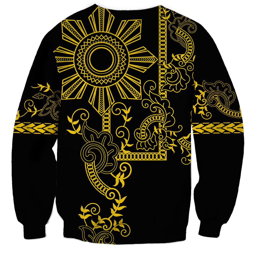 Filipino Sun Tribal Tattoo Sweatshirt Philippines Inspired Barong Simple Gold - Wonder Print Shop