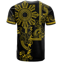 Filipino Sun Tribal Tattoo T Shirt Philippines Inspired Barong Simple Gold - Wonder Print Shop