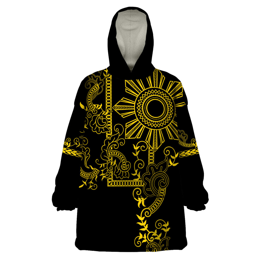 Filipino Sun Tribal Tattoo Wearable Blanket Hoodie Philippines Inspired Barong Simple Gold - Wonder Print Shop
