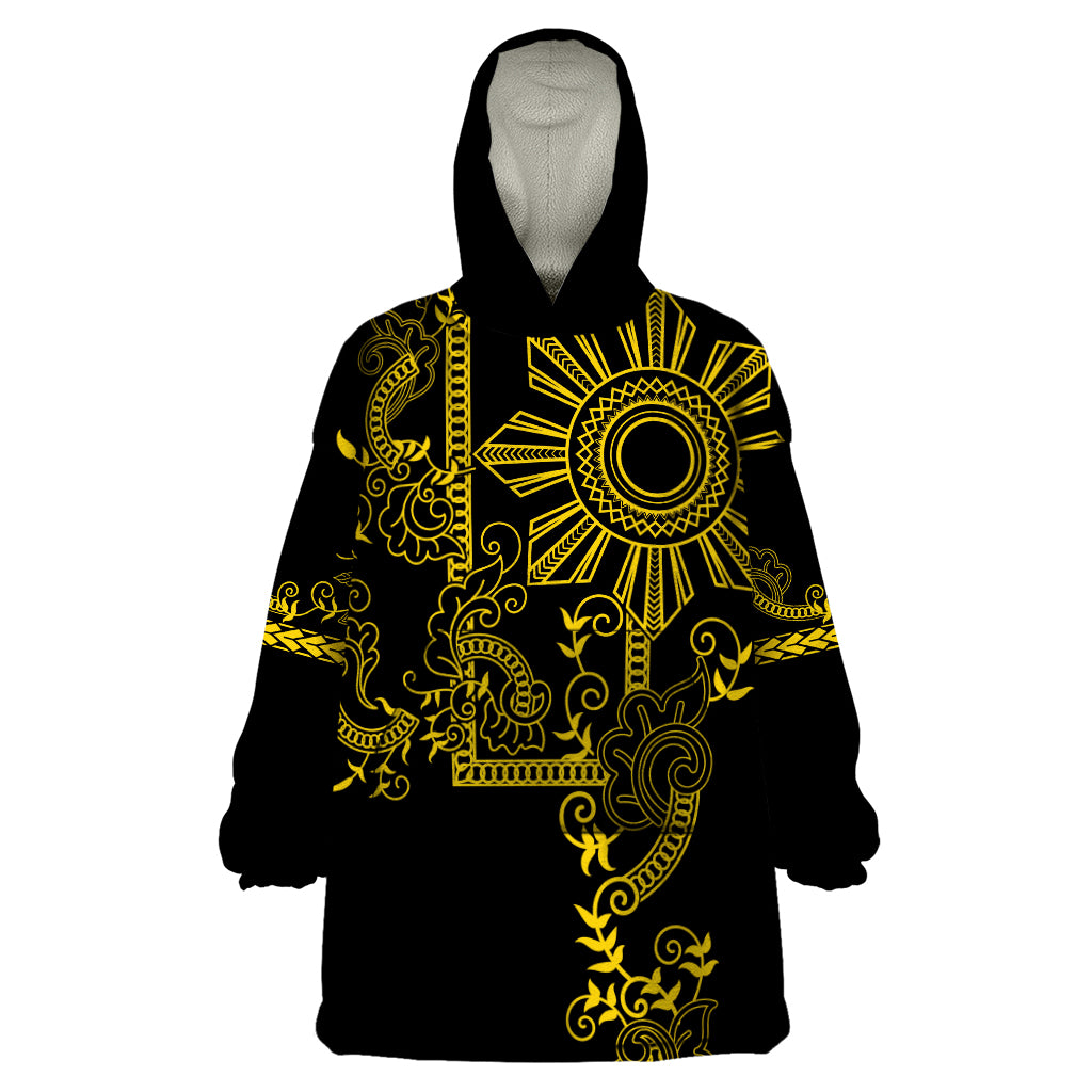 Filipino Sun Tribal Tattoo Wearable Blanket Hoodie Philippines Inspired Barong Simple Gold