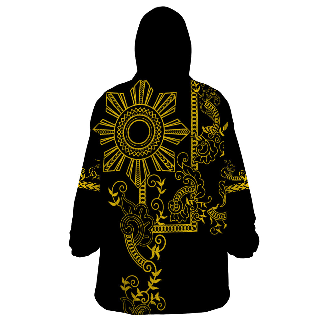 Filipino Sun Tribal Tattoo Wearable Blanket Hoodie Philippines Inspired Barong Simple Gold - Wonder Print Shop
