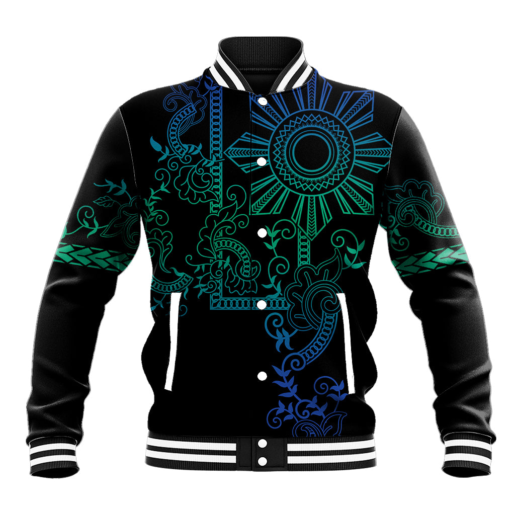 Filipino Sun Tribal Tattoo Baseball Jacket Philippines Inspired Barong Blue Art LT9 - Wonder Print Shop