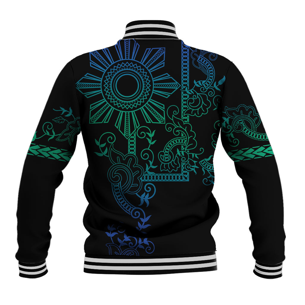 Filipino Sun Tribal Tattoo Baseball Jacket Philippines Inspired Barong Blue Art LT9 - Wonder Print Shop