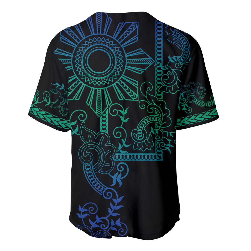 Filipino Sun Tribal Tattoo Baseball Jersey Philippines Inspired Barong Blue Art LT9 - Wonder Print Shop
