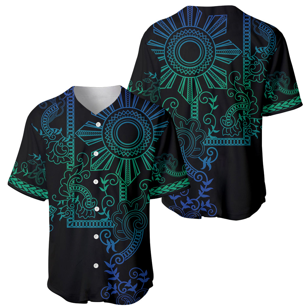 Filipino Sun Tribal Tattoo Baseball Jersey Philippines Inspired Barong Blue Art LT9 - Wonder Print Shop