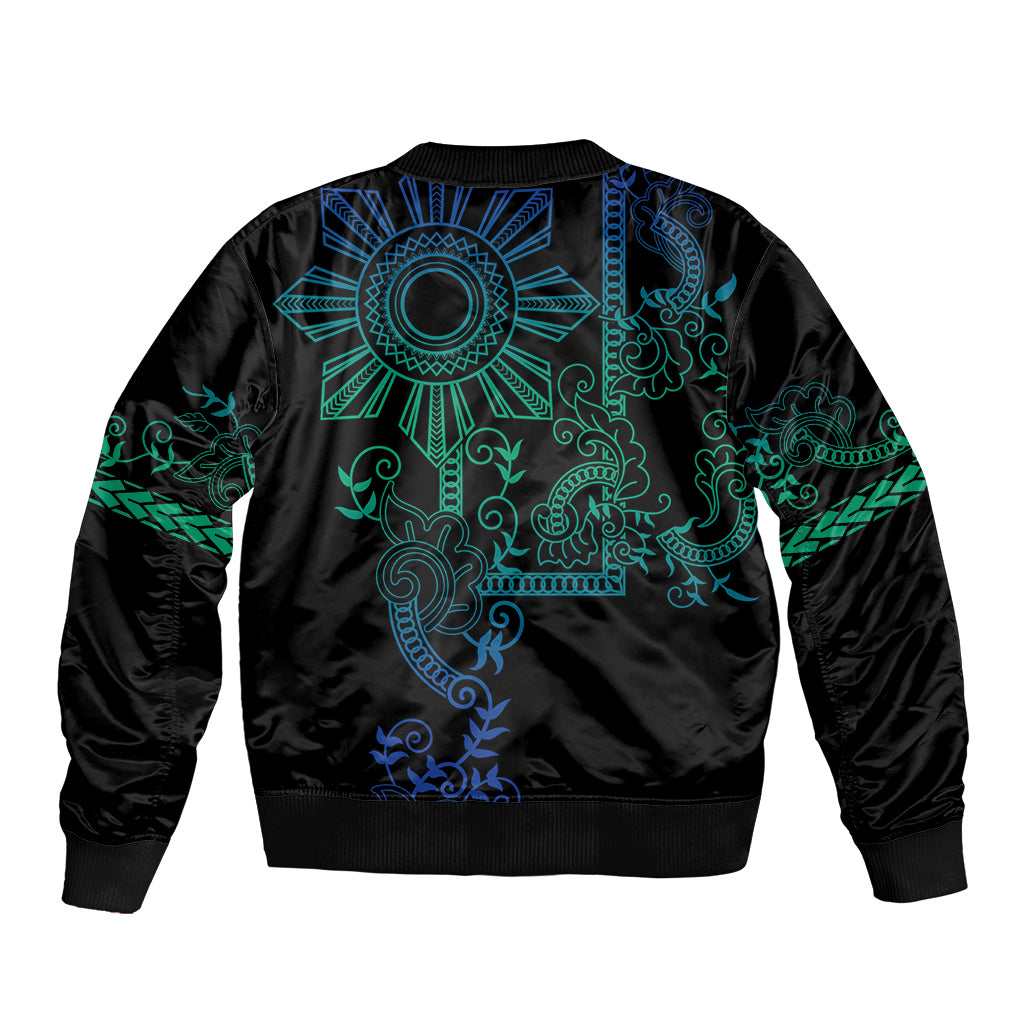 Filipino Sun Tribal Tattoo Bomber Jacket Philippines Inspired Barong Blue Art LT9 - Wonder Print Shop
