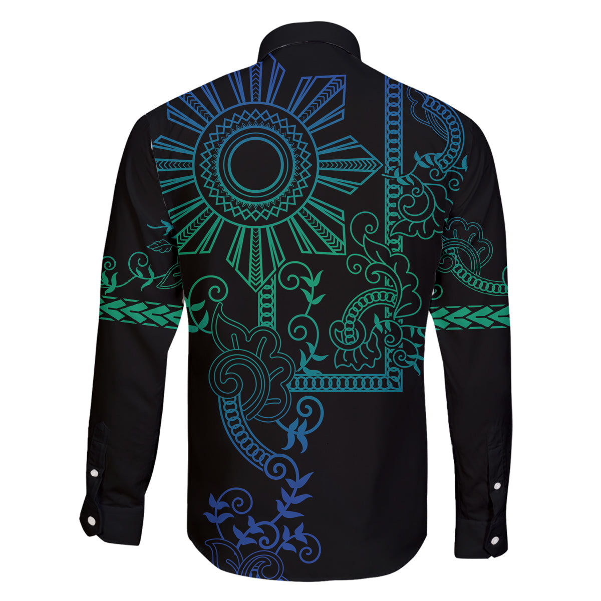 Filipino Sun Tribal Tattoo Family Matching Mermaid Dress and Hawaiian Shirt Philippines Inspired Barong Blue Art LT9 - Wonder Print Shop