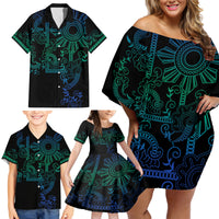 Filipino Sun Tribal Tattoo Family Matching Off Shoulder Short Dress and Hawaiian Shirt Philippines Inspired Barong Blue Art LT9 - Wonder Print Shop