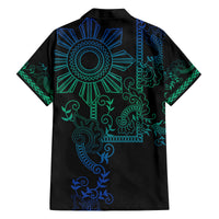 Filipino Sun Tribal Tattoo Family Matching Tank Maxi Dress and Hawaiian Shirt Philippines Inspired Barong Blue Art - Wonder Print Shop