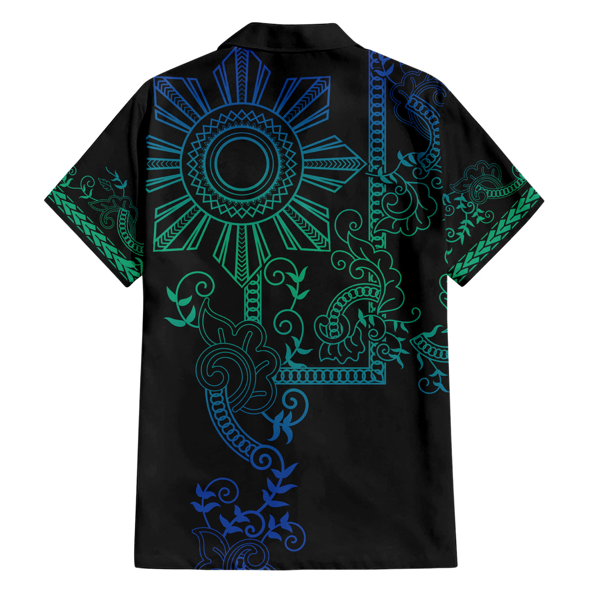 Filipino Sun Tribal Tattoo Hawaiian Shirt Philippines Inspired Barong Blue Art - Wonder Print Shop