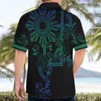 Filipino Sun Tribal Tattoo Hawaiian Shirt Philippines Inspired Barong Blue Art - Wonder Print Shop