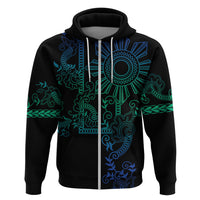 Filipino Sun Tribal Tattoo Hoodie Philippines Inspired Barong Blue Art - Wonder Print Shop