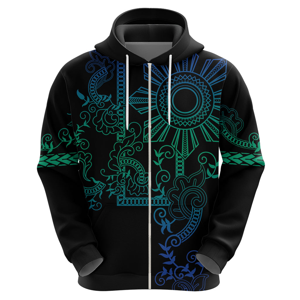 Filipino Sun Tribal Tattoo Hoodie Philippines Inspired Barong Blue Art - Wonder Print Shop