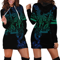Filipino Sun Tribal Tattoo Hoodie Dress Philippines Inspired Barong Blue Art - Wonder Print Shop