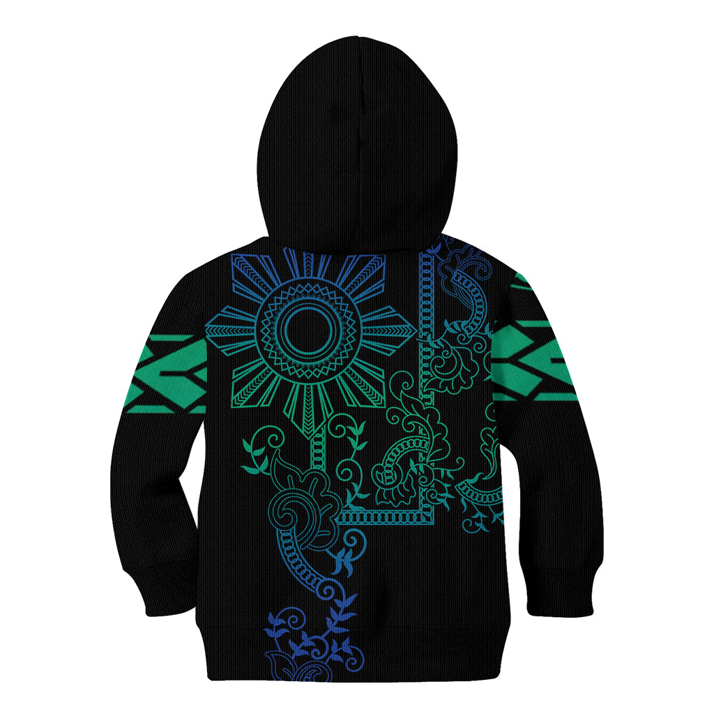 Filipino Sun Tribal Tattoo Kid Hoodie Philippines Inspired Barong Blue Art - Wonder Print Shop
