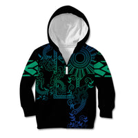 Filipino Sun Tribal Tattoo Kid Hoodie Philippines Inspired Barong Blue Art - Wonder Print Shop