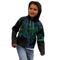 Filipino Sun Tribal Tattoo Kid Hoodie Philippines Inspired Barong Blue Art - Wonder Print Shop