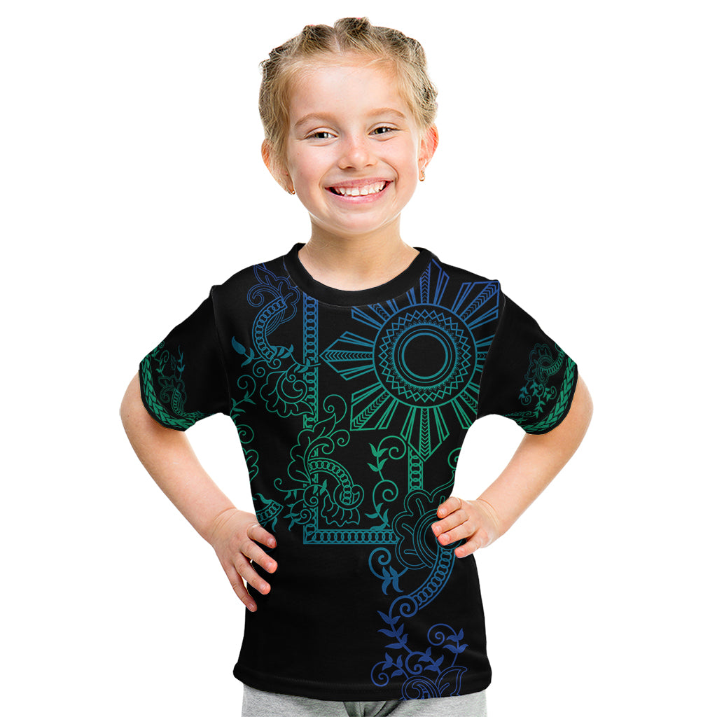 Filipino Sun Tribal Tattoo Kid T Shirt Philippines Inspired Barong Blue Art - Wonder Print Shop