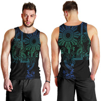 Filipino Sun Tribal Tattoo Men Tank Top Philippines Inspired Barong Blue Art - Wonder Print Shop