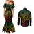 Filipino Sun Tribal Tattoo Couples Matching Mermaid Dress and Long Sleeve Button Shirt Philippines Inspired Barong Reggae Art