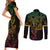 Filipino Sun Tribal Tattoo Couples Matching Short Sleeve Bodycon Dress and Long Sleeve Button Shirt Philippines Inspired Barong Reggae Art LT9 - Wonder Print Shop