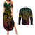 Filipino Sun Tribal Tattoo Couples Matching Summer Maxi Dress and Long Sleeve Button Shirt Philippines Inspired Barong Reggae Art LT9 - Wonder Print Shop