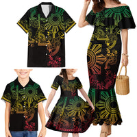 Filipino Sun Tribal Tattoo Family Matching Mermaid Dress and Hawaiian Shirt Philippines Inspired Barong Reggae Art LT9 - Wonder Print Shop
