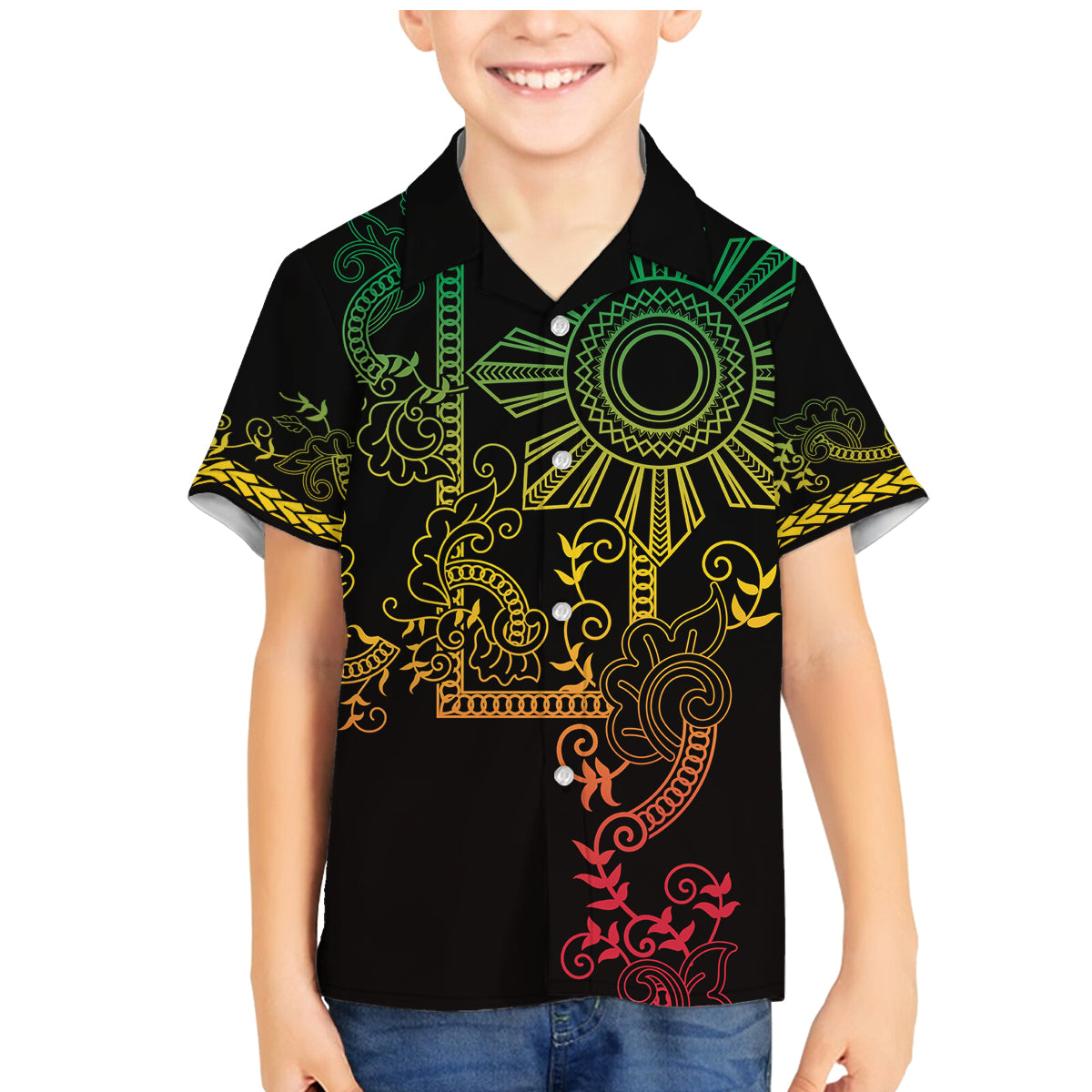 Filipino Sun Tribal Tattoo Family Matching Mermaid Dress and Hawaiian Shirt Philippines Inspired Barong Reggae Art LT9 - Wonder Print Shop