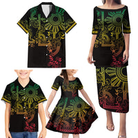 Filipino Sun Tribal Tattoo Family Matching Puletasi and Hawaiian Shirt Philippines Inspired Barong Reggae Art - Wonder Print Shop