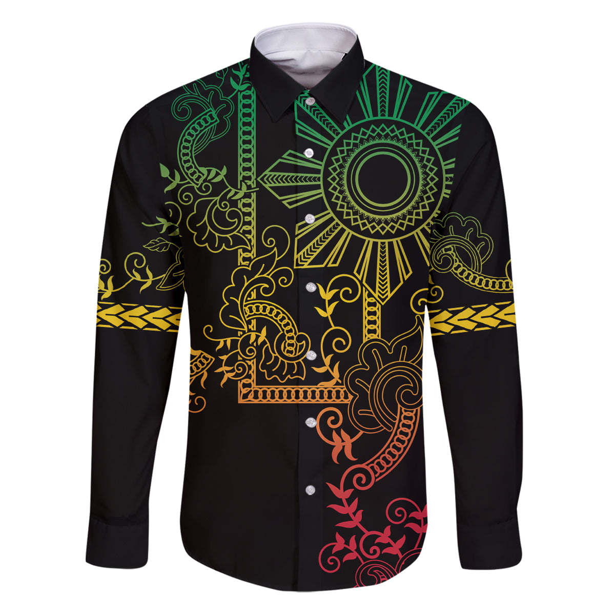 Filipino Sun Tribal Tattoo Family Matching Puletasi and Hawaiian Shirt Philippines Inspired Barong Reggae Art - Wonder Print Shop