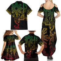 Filipino Sun Tribal Tattoo Family Matching Summer Maxi Dress and Hawaiian Shirt Philippines Inspired Barong Reggae Art - Wonder Print Shop