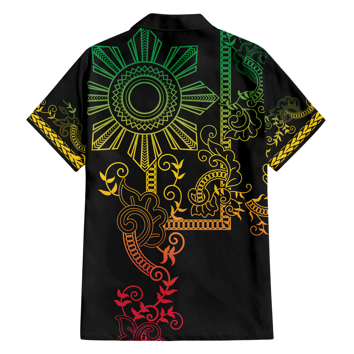 Filipino Sun Tribal Tattoo Family Matching Summer Maxi Dress and Hawaiian Shirt Philippines Inspired Barong Reggae Art - Wonder Print Shop