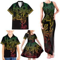 Filipino Sun Tribal Tattoo Family Matching Tank Maxi Dress and Hawaiian Shirt Philippines Inspired Barong Reggae Art - Wonder Print Shop