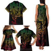 Filipino Sun Tribal Tattoo Family Matching Tank Maxi Dress and Hawaiian Shirt Philippines Inspired Barong Reggae Art - Wonder Print Shop